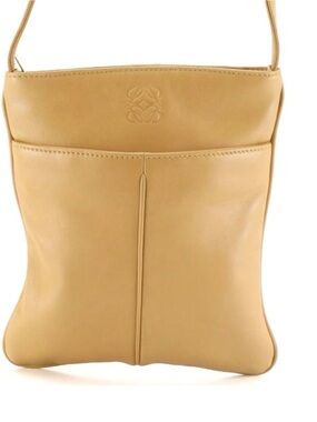 Loewe Beige Lambskin Leather Crossbody with Embossed Logo